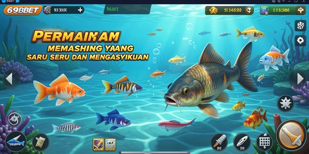 Tampilan gameplay 69BET dengan aksi memancing yang seru.