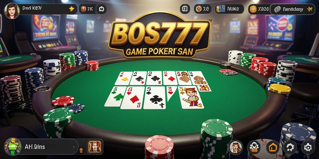 Tampilan gameplay seru dalam aplikasi BOS777 Poker.