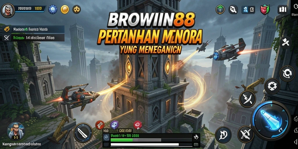 Tangkapan layar BROWIN88 menunjukkan aksi seru pertahanan menara.