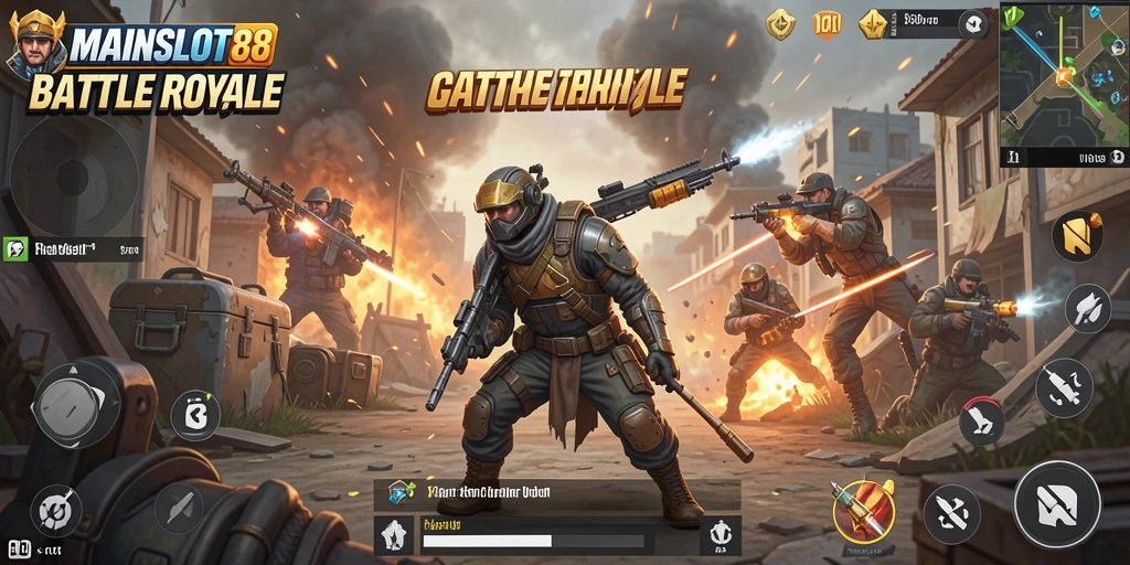 Tangkapan layar menampilkan aksi intens dalam game Battle Royale MAINSLOT88.