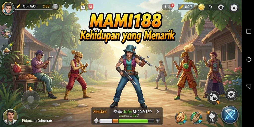 Gameplay MAMI188 menunjukkan interaksi karakter dalam dunia simulasi.